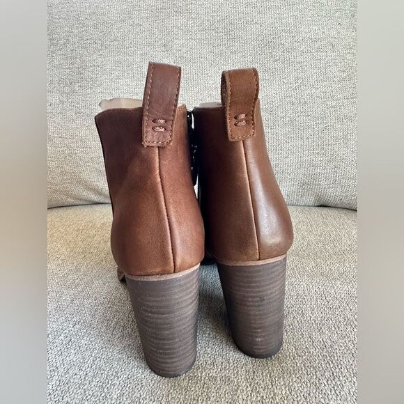 BP Lance Block Heel Bootie Leather Cognac Brown Size 8 - Picture 5 of 7